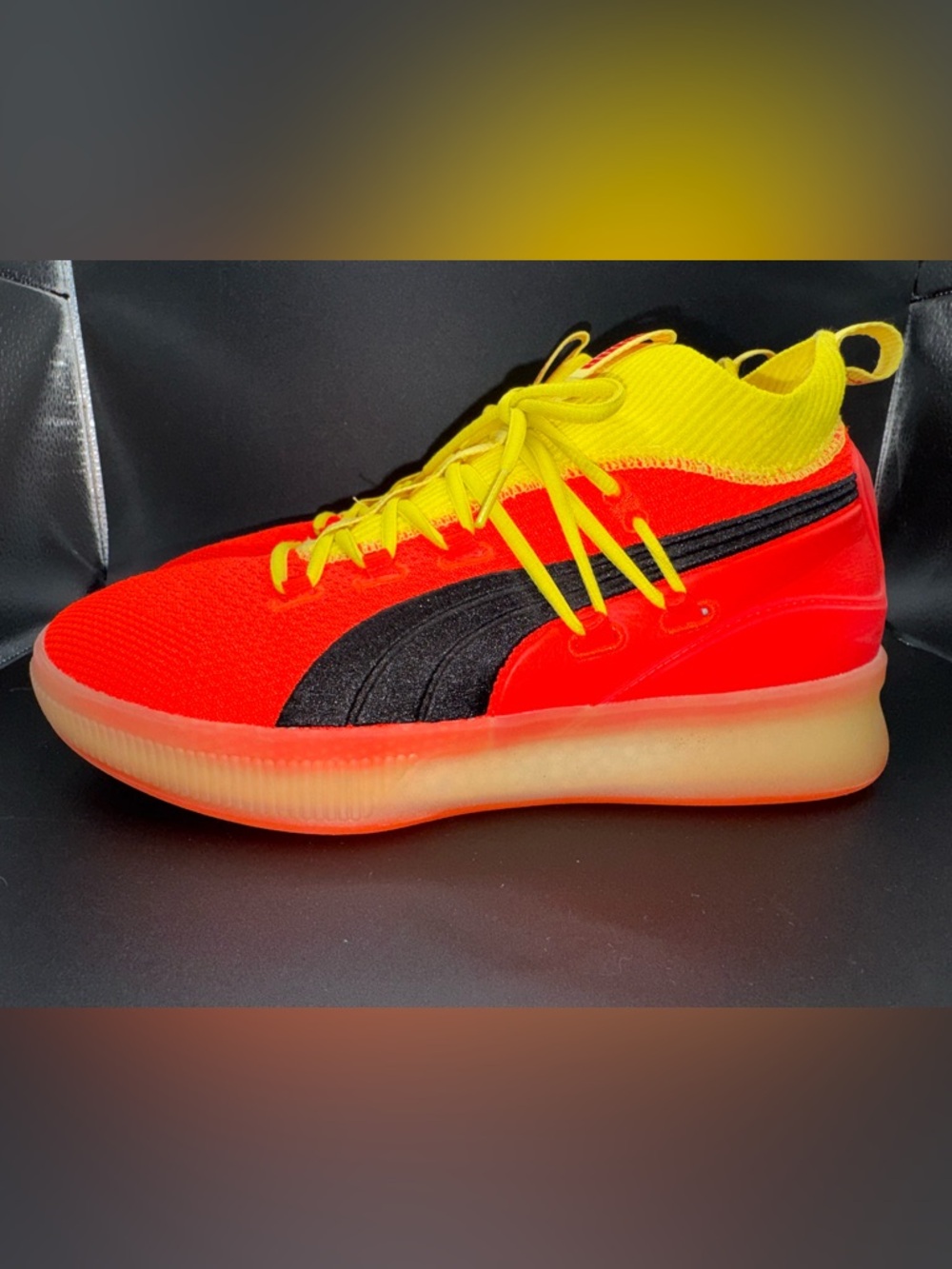 Puma Clyde Court Neon Orange Sneakers Men’s 10 Women’s 11.5 Glow Sole High Top - Picture 6 of 17